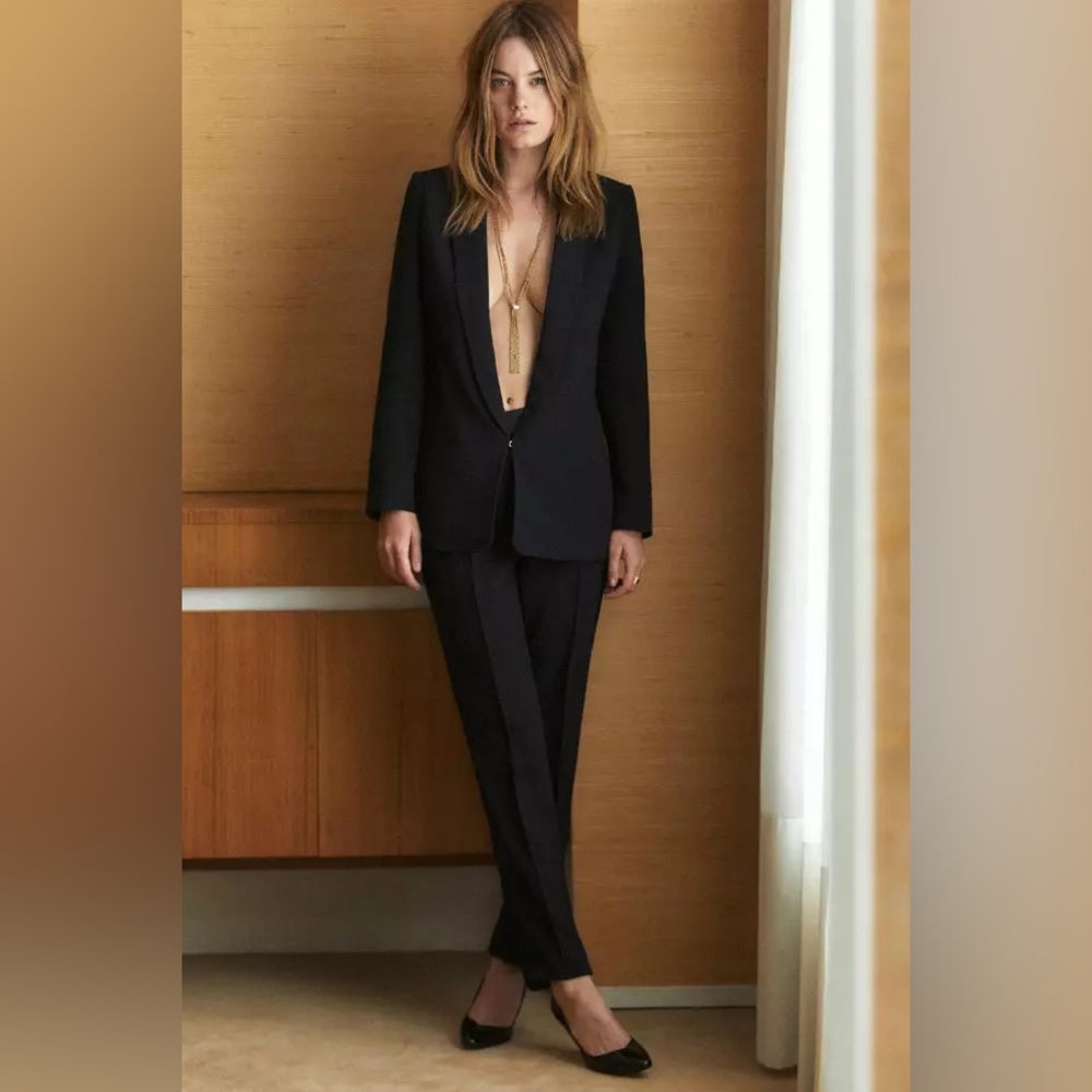NWT Sezane Black Sarina Elegant Blazer FR38 S M